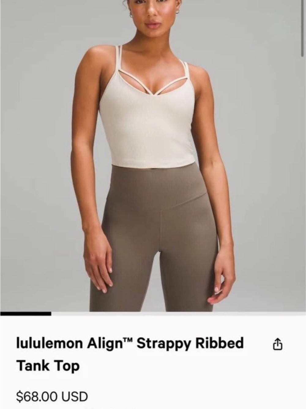 lululemon athletica Align Strappy Ribbed Croped Tank Top — White